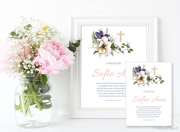Baptism Prayer Card and Sign Template, Maison de Fleurs Design - BAPT04