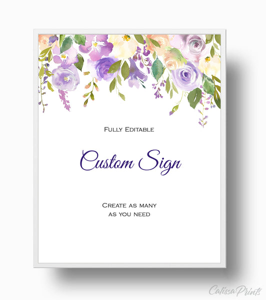 Baptism Party Custom Sign Templates - Lavender Creme Design, BAPT7 - CalissaPrints