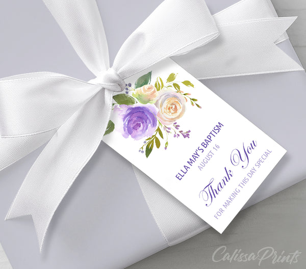 Baptism Favor Tags, Thank You Cards Templates - Lavender Creme Design, BAPT7 - CalissaPrints
