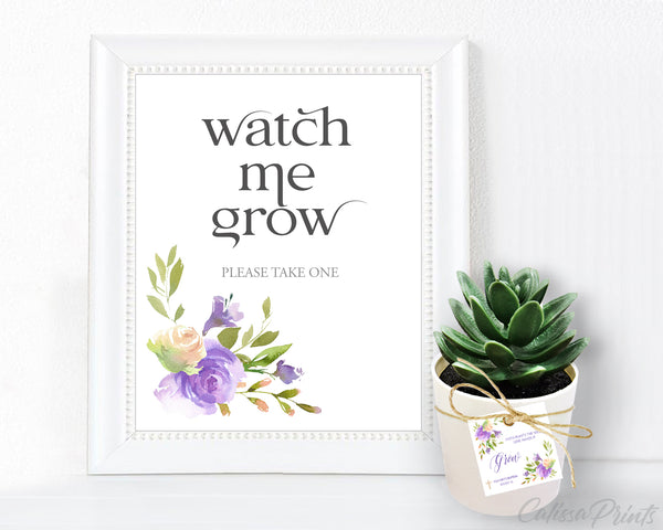 Baptism Watch Me Grow Signs and Tags Templates, Lavender Crème Design - BAPT07