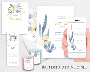 Baptism Stationery 30 Template Set - Aquarelle Design - BAPT10