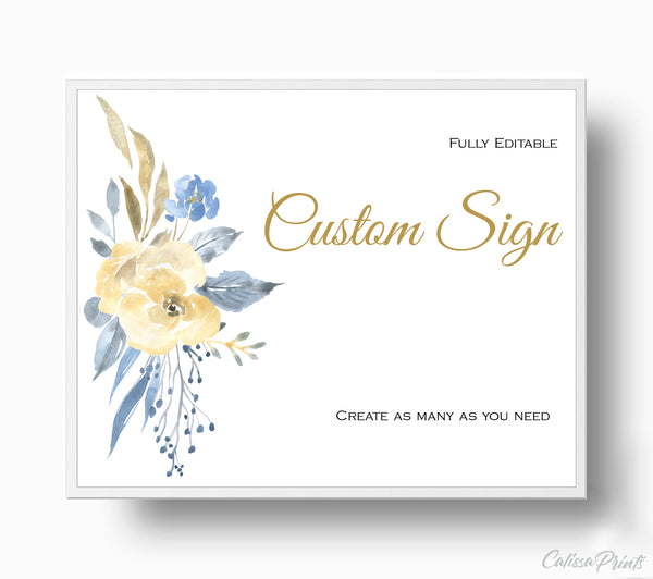 Baptism Party Custom Sign Templates - Aquarelle Design, BAPT10 - CalissaPrints