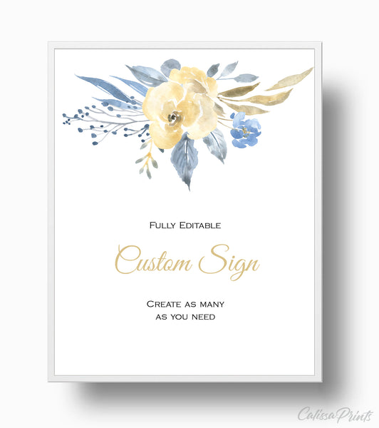Baptism Party Custom Sign Templates - Aquarelle Design, BAPT10 - CalissaPrints