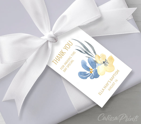 Baptism Favor Tags, Thank You Cards Templates - Aquarelle Design, BAPT10 - CalissaPrints