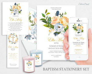 Baptism Stationery 30 Template Set - Rose Garden Design - BAPT12
