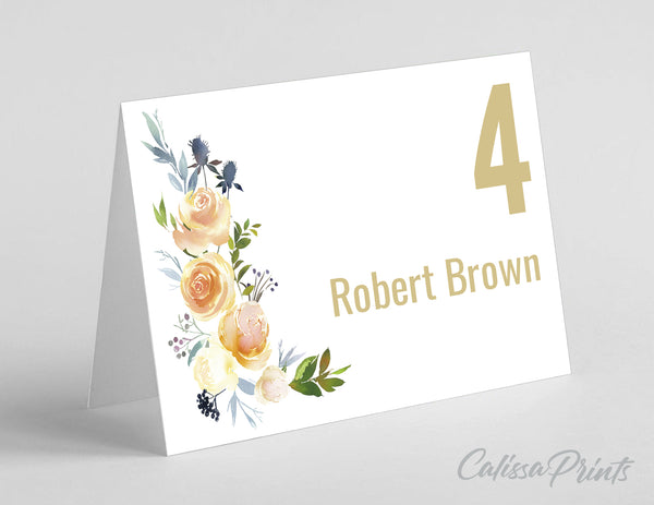 Place Card, Seating Card Template - Rose Garden Design, BAPT12 - CalissaPrints