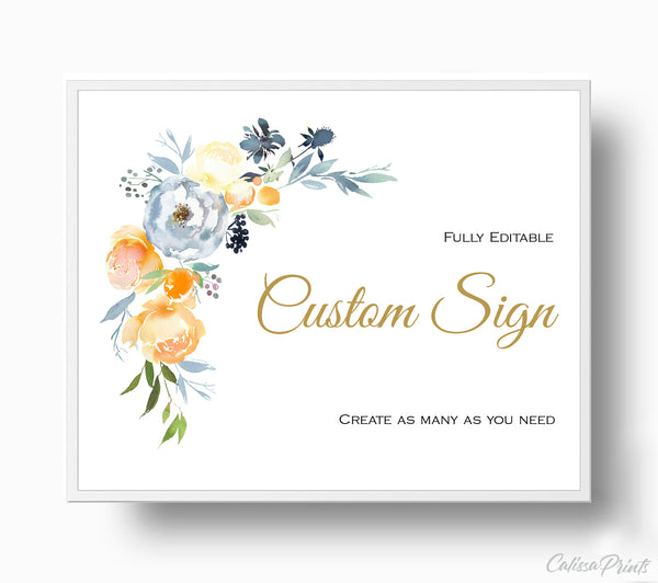 Baptism Party Custom Sign Templates  - Rose Garden Design, BAPT12 - CalissaPrints