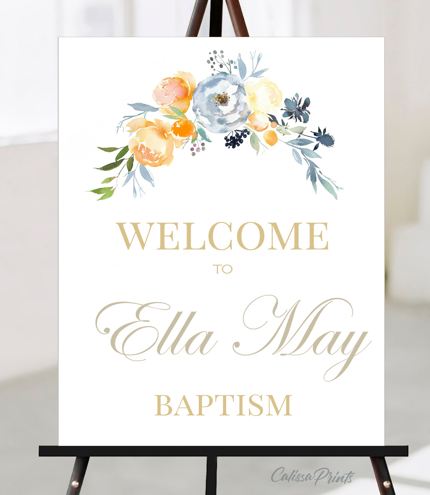 Baptism Party WELCOME Signs Templates - Rose Garden Design, BAPT12 - CalissaPrints