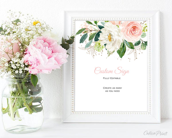 Bridal Shower Custom Sign Templates, Blush Pink Design - BR01