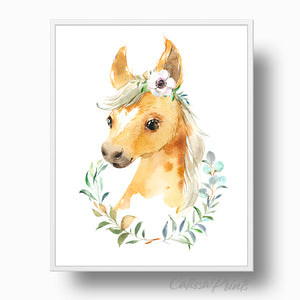 Little Pony with Floral Headset Nursery Print - CalissaPrints