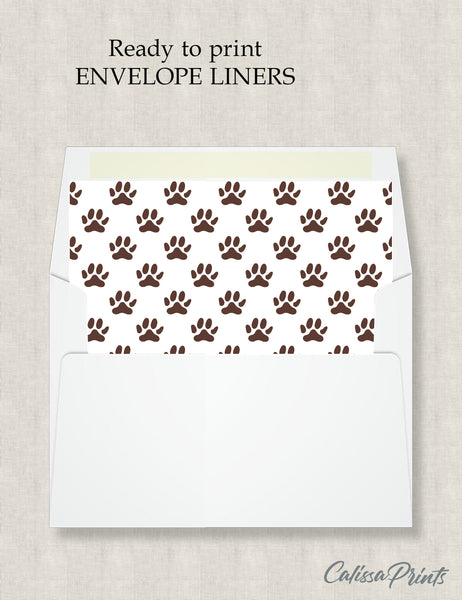 Party Favor Envelope Liner, Dog Paw Design, 10 Sizes, EL08 - CalissaPrints