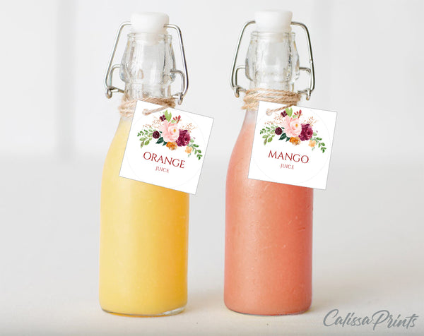 Mimosa Bar Sign and Juice Labels / Tags Templates - Saffron Floral Design, M2 - CalissaPrints