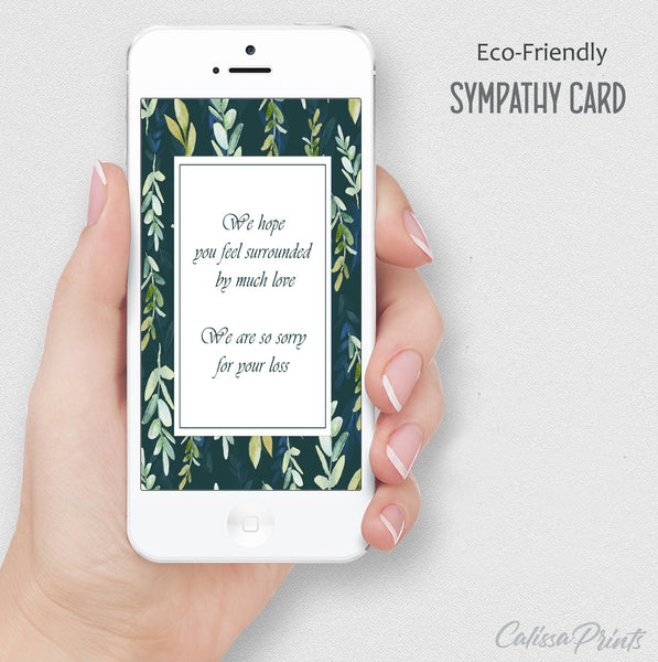 Sympathy Card Green Leaves Design, Symp009