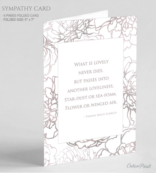 Sympathy Card Silver Flower Design, Symp011