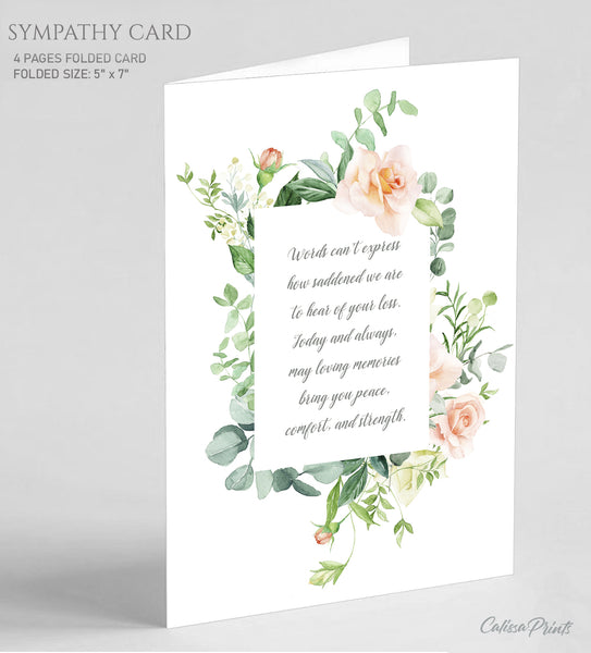 Sympathy Card Pink Roses Design, Symp016