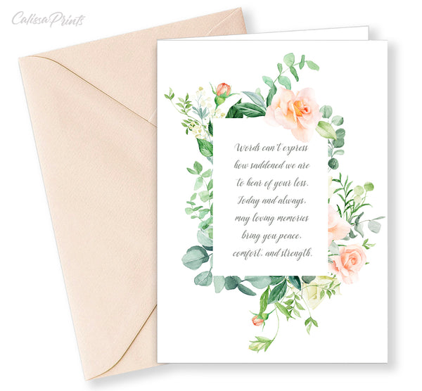 Sympathy Card Pink Roses Design, Symp016