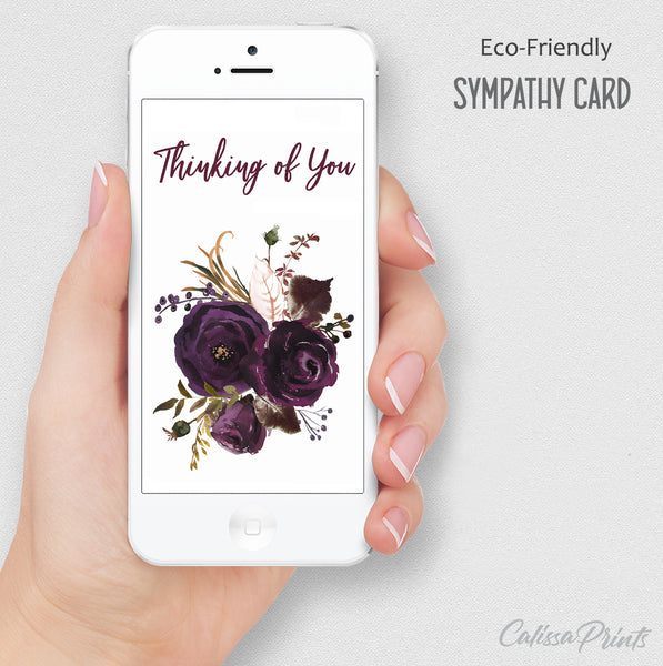 Sympathy Card Plum Rose Design, Symp020