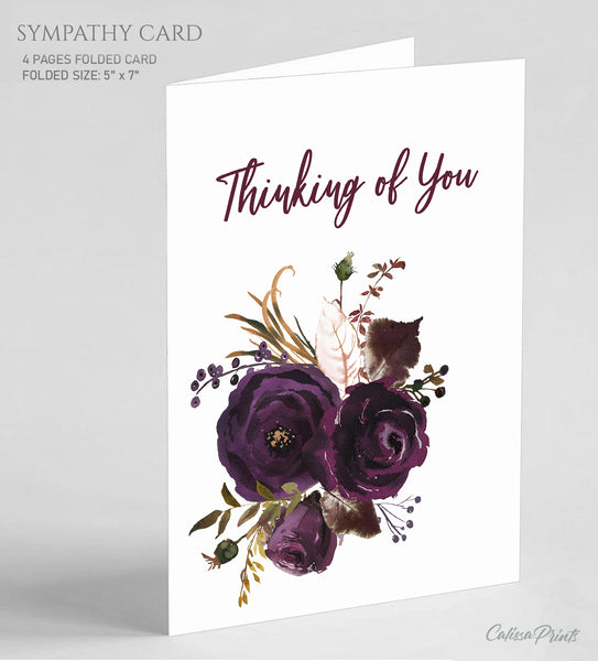 Sympathy Card Plum Rose Design, Symp020