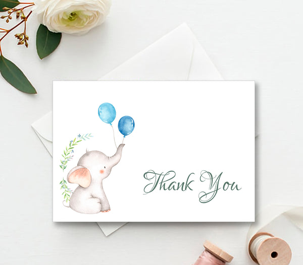 Little Elephant Theme Editable Thank You Cards & Tags Combo Pack, BABY12 - CalissaPrints