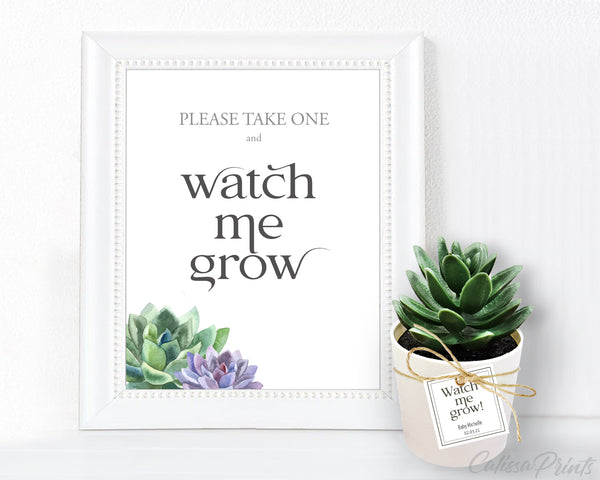 Watch Me Grow Tag, Favor Tag and Sign Templates - CalissaPrints