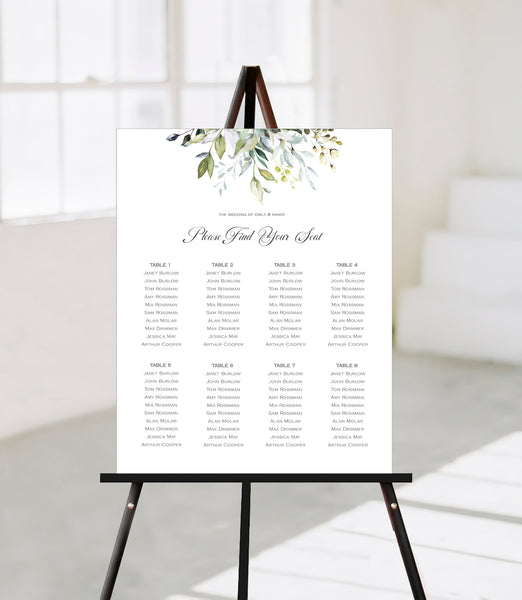 Wedding Seating Chart Printable Templates, Green Yellow Leaves Herbs Design, Claire Collection WED01 - CalissaPrints