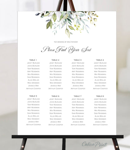 Wedding Seating Chart Printable Templates, Green Yellow Leaves Herbs Design, Claire Collection WED01 - CalissaPrints