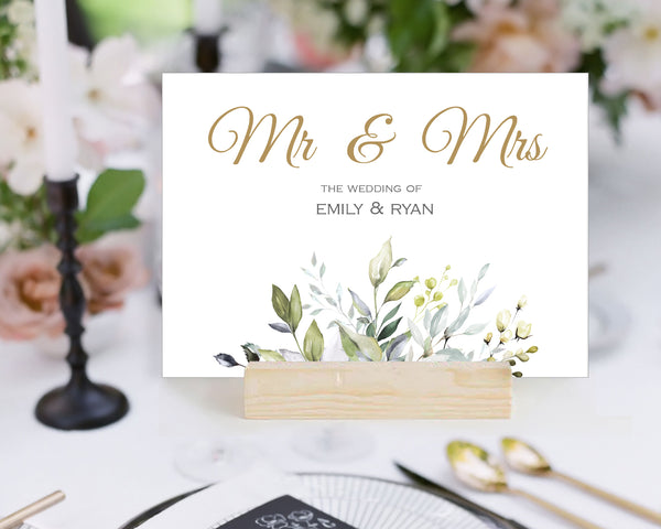 Wedding Table Number Card Templates, Green Yellow Herbs and Leaves Design, Claire Collection WED01 - CalissaPrints
