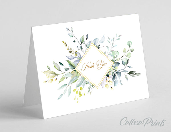 Wedding Thank You Cards, Favor Tags Templates, Green Yellow Leaves Design, Claire Collection WED11 - CalissaPrints