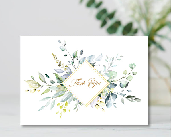 Wedding Thank You Cards, Favor Tags Templates, Green Yellow Leaves Design, Claire Collection WED11 - CalissaPrints