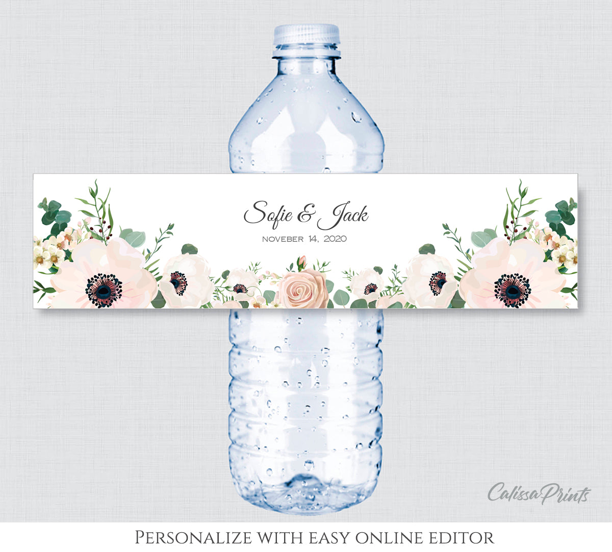 Wedding Party Add-On Water Bottle Label Template, Amelia Collection - WED02