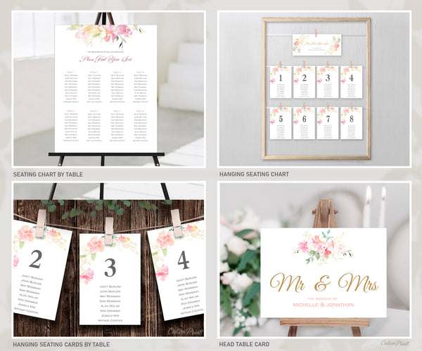 Wedding Bundle Template Set – MARISOL – Blush Pink Flowers Design, WED04 - CalissaPrints