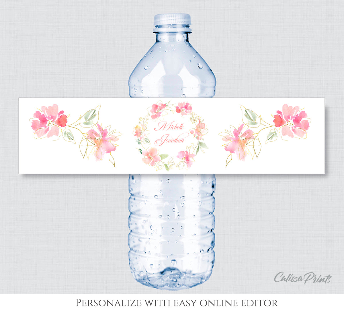 Wedding Favor Water Bottle Label Editable Template, WED04