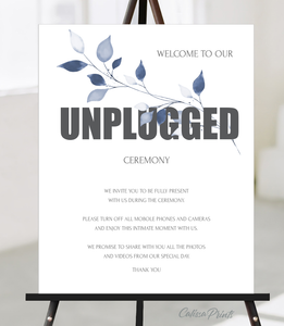 Wedding Unplugged Sign Printable Template, Minimalist, Modern Blue Shades Design - London Collection WED11 - CalissaPrints