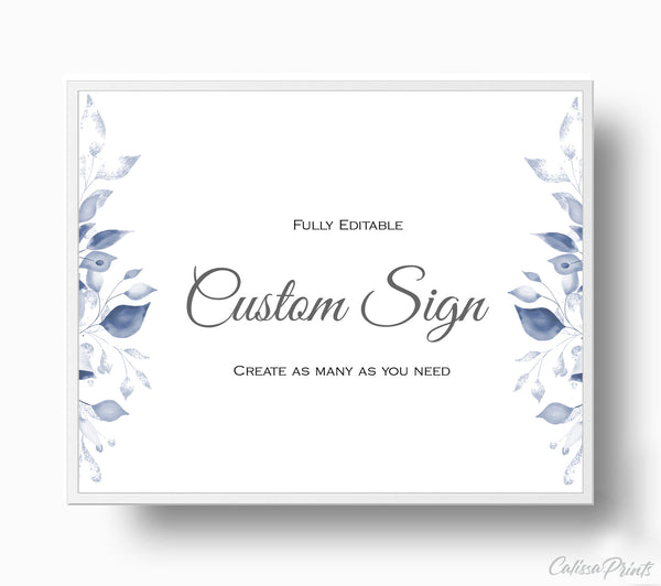 Wedding Custom Sign Printable Templates, Minimalist, Modern Blue Shades Design - London Collection WED11 - CalissaPrints