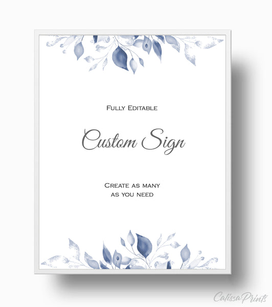 Wedding Custom Sign Printable Templates, Minimalist, Modern Blue Shades Design - London Collection WED11 - CalissaPrints
