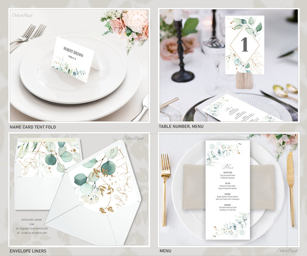 Wedding Bundle Template Set – OCEAN SIDE - Crème Blue Coastal Design, WED18 - CalissaPrints
