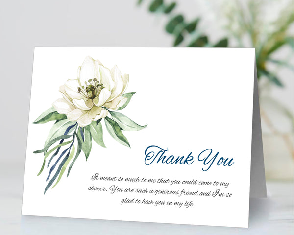 Wedding Thank You Cards, Favor Tags Printable Templates, Creme Blue Flowers Design, Ocean Side Collection Wed18 - CalissaPrints